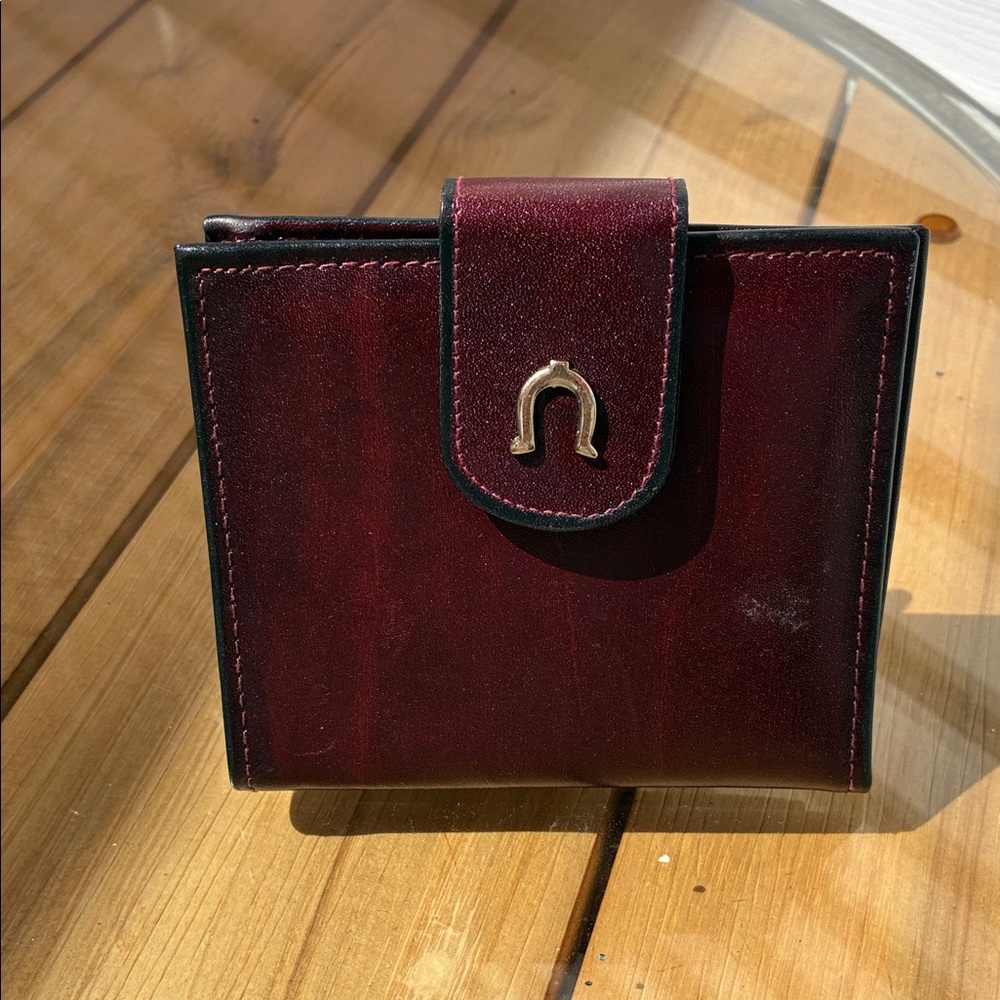 Capri Burgundy Leather Wallet with Gold Accent